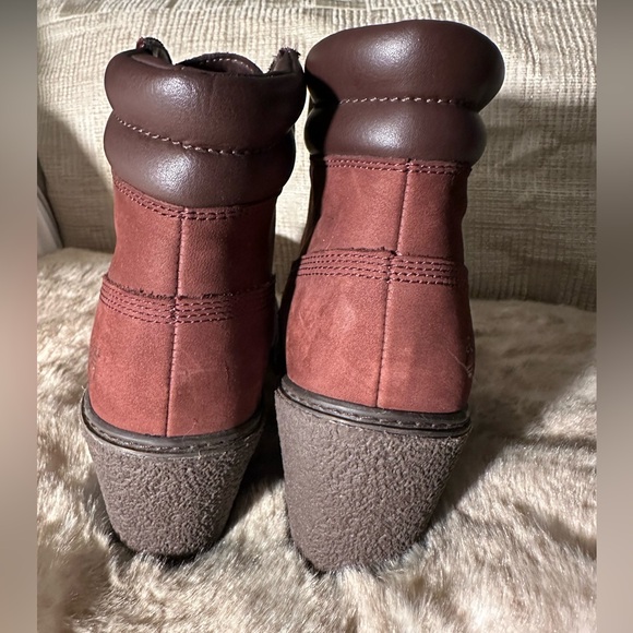 Timberland 6” Amston Wedge Ankle Boots- Dark Port Burgundy Nubuck/Black Q39 - Picture 4 of 10